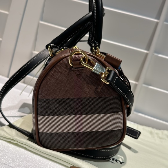 Burberry - Mini Check Bowling Bag (Dark Birch) BRAND NEW W/ TAGS - Picture 10 of 12